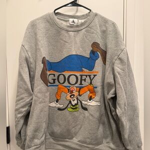 Goofy Graphic Gray Crewneck Sweater